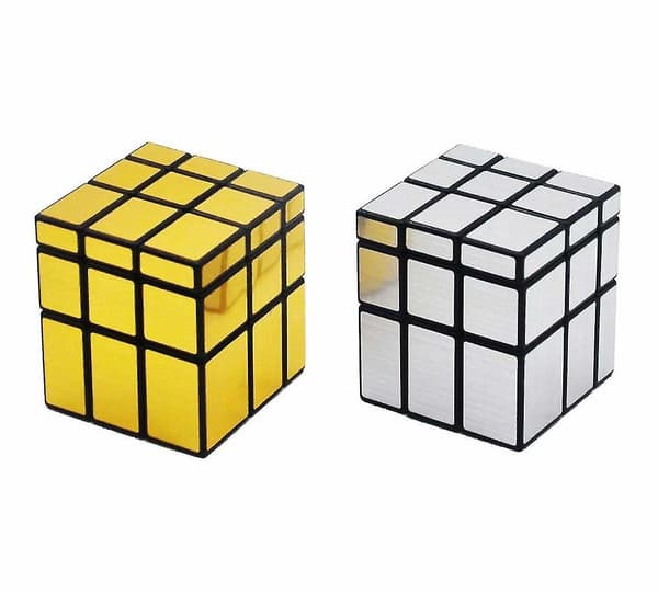 Mirror Speed Cube Puzzle 3x3x3 Gull og Sølv Speil Magic Cube Uregelmessig Speedcubing Sett 2 Pakke