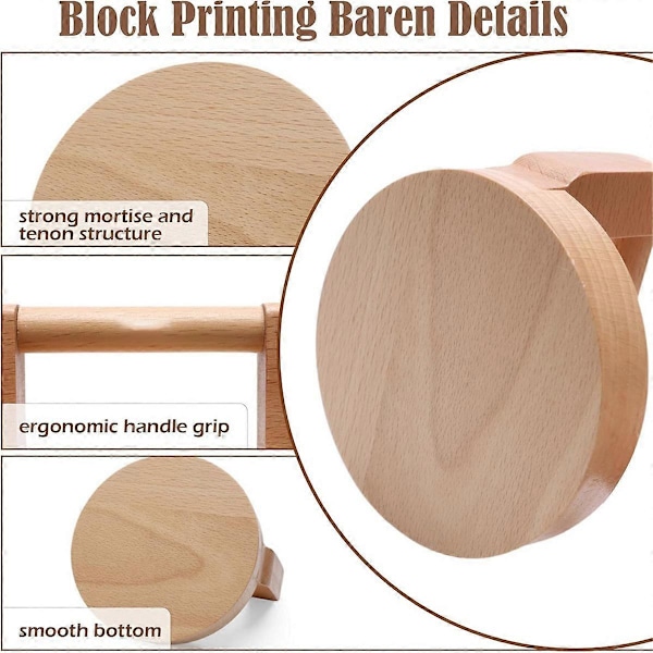 2 st Blocktryck Baren, Trä Baren Tryckverktyg Tillbehör för Tryckning, Hantverk, Scrapbooking, Linoleumsnitt