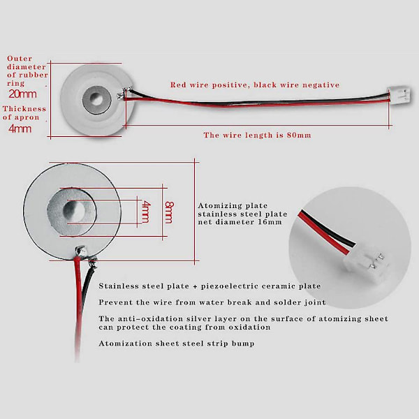 3 st Mist Maker Atomizerplatta med 5v Usb Luftfuktare Modul Integrerad Kretskort Drivrutin Wit