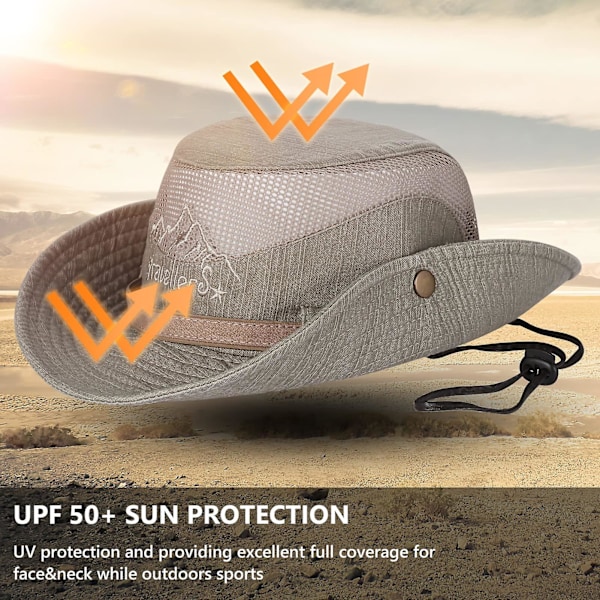 Solhatt UV-beskyttelse bøttehatt sommerhatter (khaki)