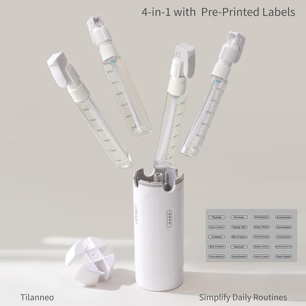 8-pack 4-i-1 påfyllningsbara reseflaskor med pump och gradering för schampo och lotioner (vit + grön)