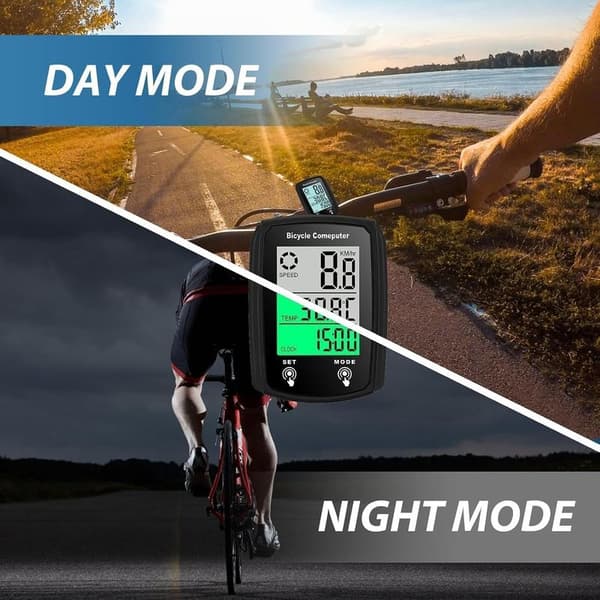 19-function bike computer, IP54 waterproof, GPS, speedometer, odometer, wired bike computer, touchscreen with backlight