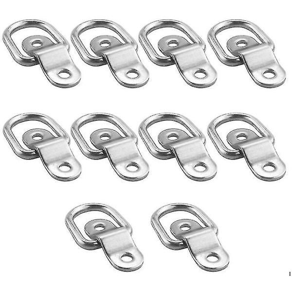 10 Pak D-Ring Spændebåndsanker, 1/4 Rustfrit Stål Hårdt Spændebåndsringe