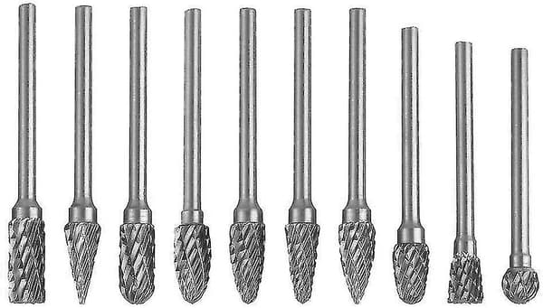 10 stk Dobbel Wolfram Kutter Solid Karbid Stål Roterende Filsett 3mm Skaft Twist Bor For Dremel Roterende Verktøy