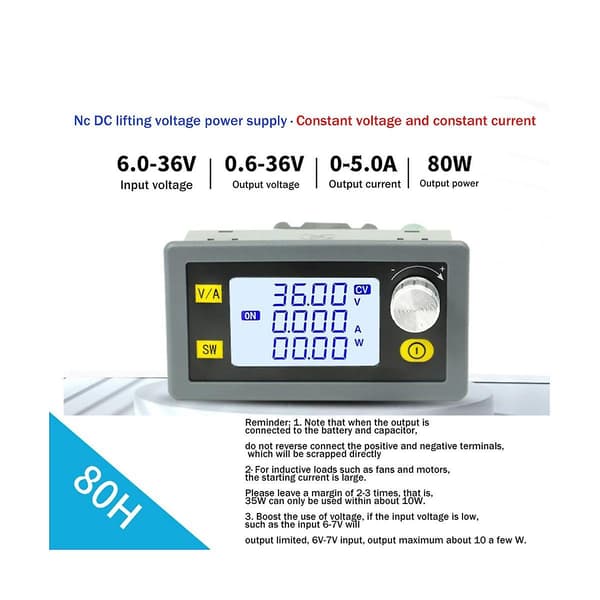 DC-DC Automatisk Boost Konverter 80W 5A Strømmodul Justerbar Regulert Strømforsyning Batterilader