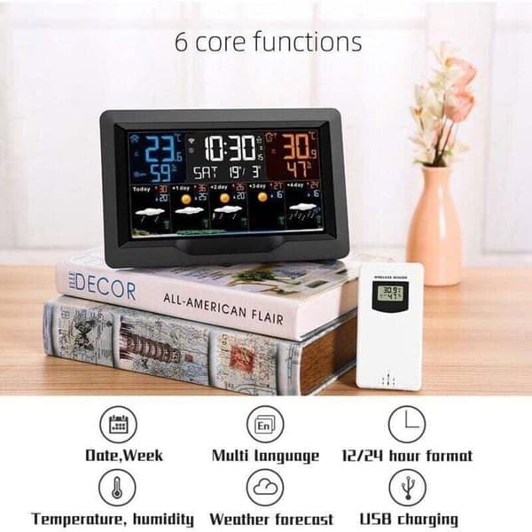 Yhdistetty langaton sääasema - 5 päivän ennuste - 16,7 x 9,3 cm näyttö - 2,4 GHz WiFi