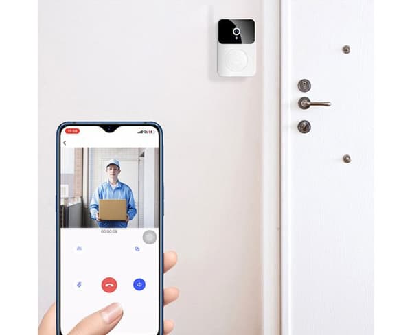 Video dörrklocka / Smart porttelefon - Trådlös dörrklocka - Säkerhetskamera - WiFi - Trådlös strömförsörjning