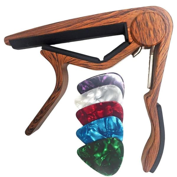 Classic Flat-Wound Wooden Pick – Suitable for Nylon String Guitar – Rosewood, Including 5 Picks