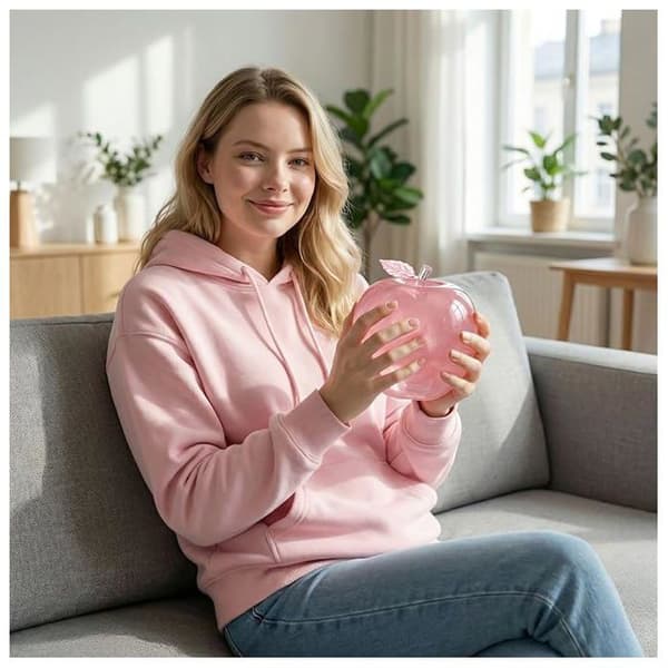Fidgetlegetøj - Pink æble - 8 cm TPR - Langsom rebound, anti-stress - Bærbart til børn/voksne