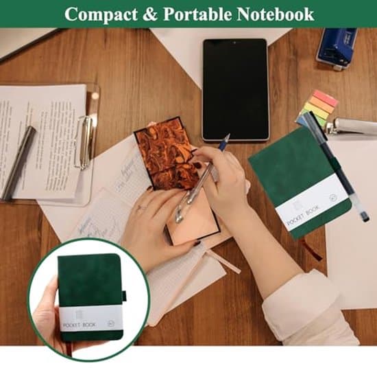 Small A7 Notebook with Flexible Closure and Pen Holder - Suitable for Students, Diary, and Office Use.