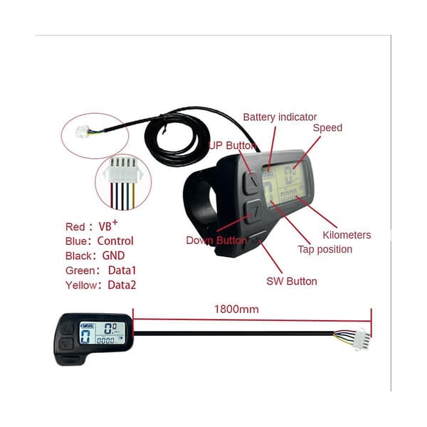 Elektrisk Sykkel Display Kt-lcd11 5pin Display Med S M Plugg Drivmotor Konvertering Ebike Tilbehør