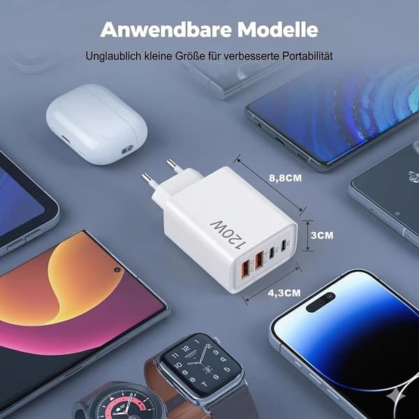 Mobile Phone Wall Charger, 120W, USB-C Charging Block | 120W Cube Charging Block, Fast Charging Cube Charging Block