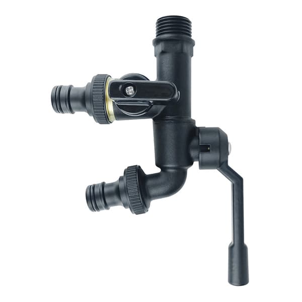 Water tap with two outlets and valve Copper 3/4