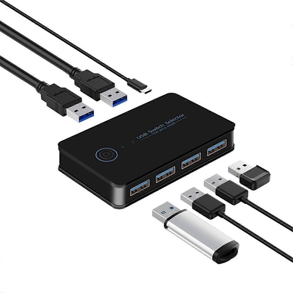 USB KVM-switch USB-delad switchare 2 in 4 ut för Laptop PC Tangentbord Mus Skrivare USB-switch Hub Adapter USB 3.0