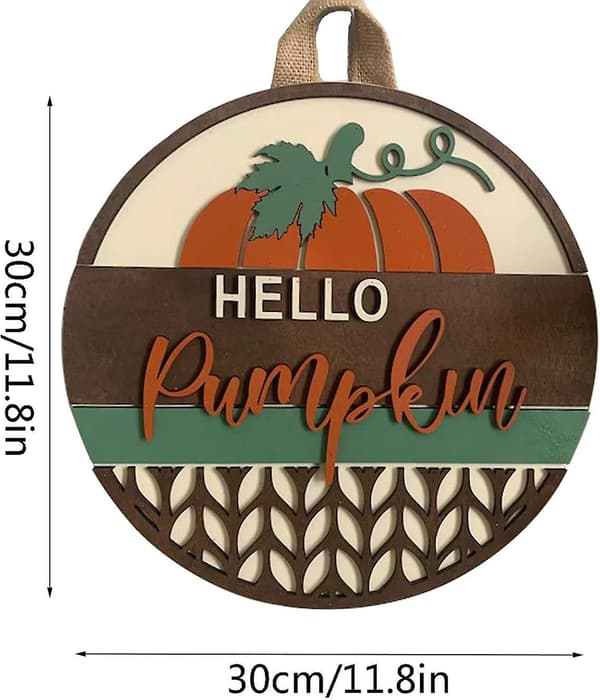 Halloween Hello Pumpkin Skilt, 30 cm Rustikk Gresskar Dørdekorasjon, Gårdsdekorasjon til Veranda