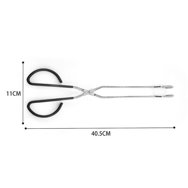 Ekstra Lange Saksetænger Rustfrit Stål Grilltænger 40cm Sort BBQ