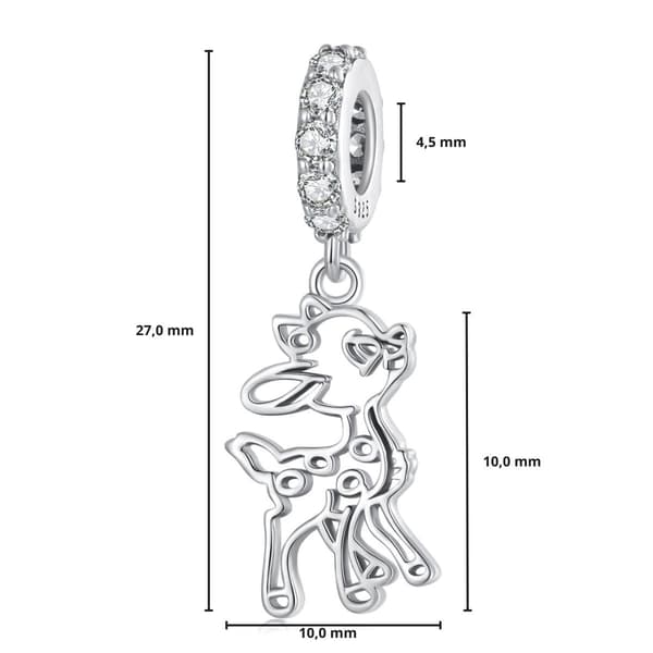 Bambi deer charms pendant silver 925 beads
