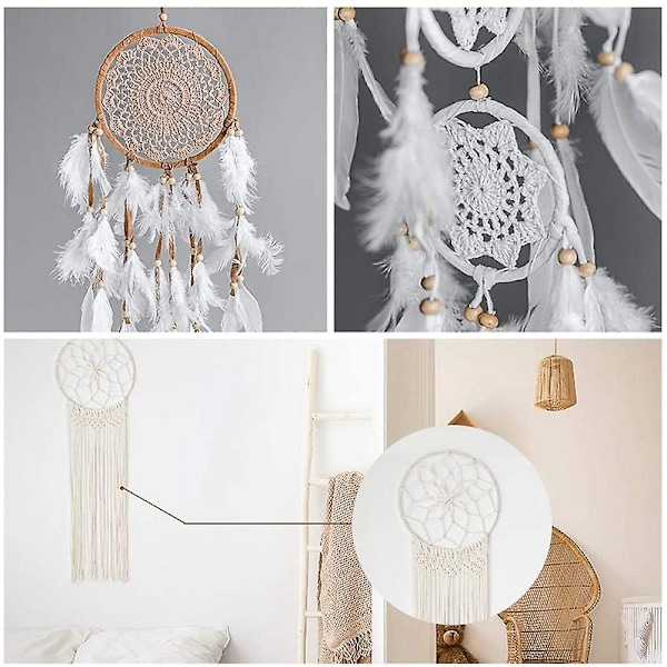 12 Stk. Træ Bambus Blomsterbøjle Sæt Macrame Håndværksbøjleringe til DIY Kransindretning, Drømmefanger