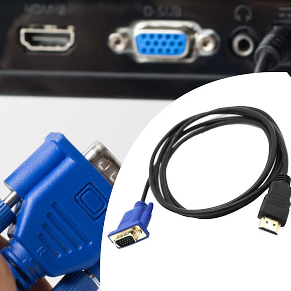 Bærbar 1,8 m 1080P HDMI-kompatibel Han til VGA Han Adapter Kabel Video Konverter Ledning til PC DVD HDTV