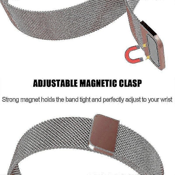 Udskiftningsrem i mesh med magnetisk lukning til Garmin Vivomove Style/garminmove Style Smart Watch (20 mm)