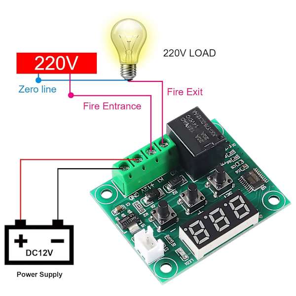 W1209 DC 12V Digital Temperaturregulatorbräda -50-110C Elektronisk Temperaturkontrollmodul