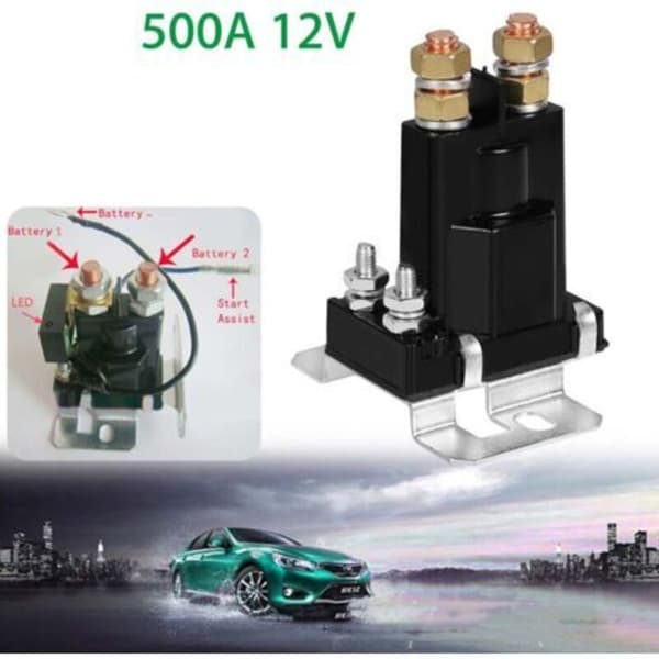500 AMP DC 12V 4-polet højstrøms SPST starterrelæ, dobbelt batteri isolatorafbryder til automatisk bilstart