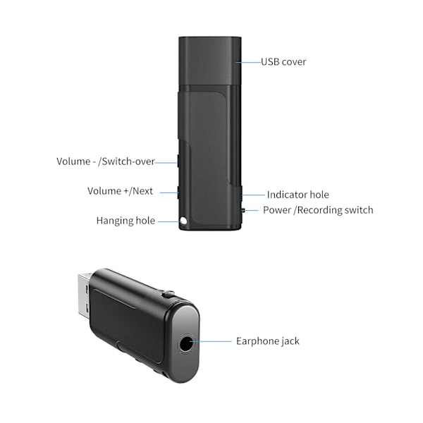 Digitaalinen äänen tallennin U-levy Flash-asema Ääni Ääni Aktivoitu Diktafonin Tallennuslaite Ammattimainen 32 Gt:n Tallennuskortti USB- ja Micro USB -liitännällä