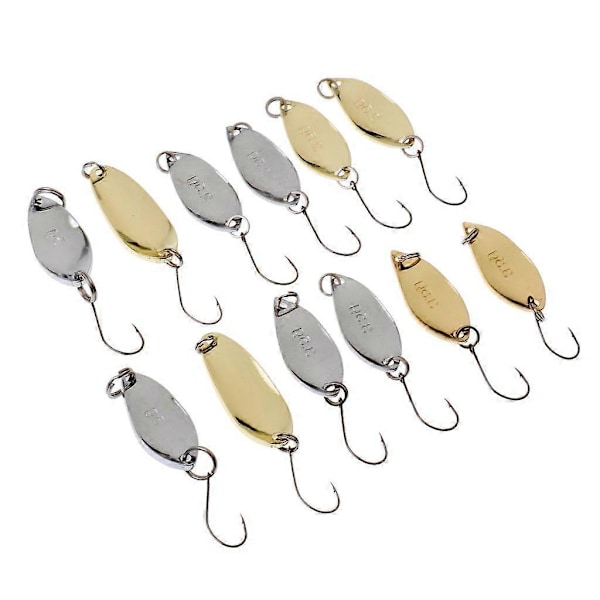 Parti med 12 Carp Fishing Spinner 2.5/3.5/5g Hard Bait Spoon Krok Metall Bass Sluk