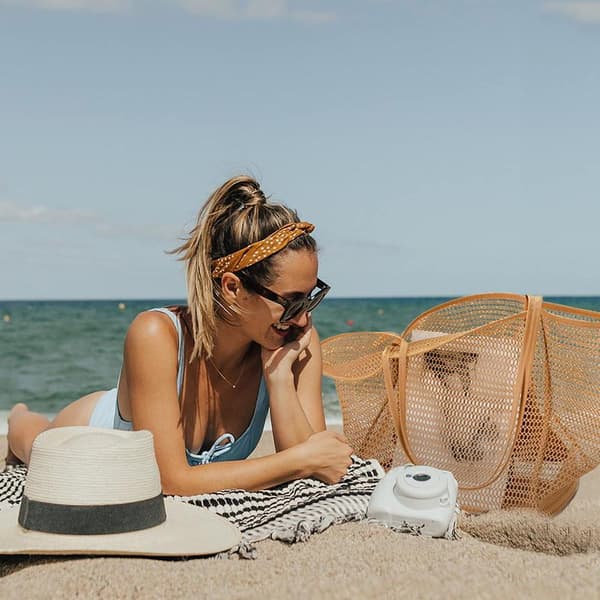 Nylon strandtaske, afslappet mulepose til kvinder, foldbar skuldertaske til strandpicnicferie