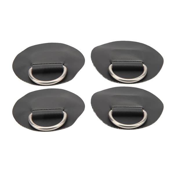 4 stk. Sorte Rustfrie Stål D-Ring Patches til Oppustelig Båd Kajak Kano PVC Enkeltlags