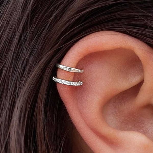 Falsk Helix Piercing Øre Ørering Ear Cuff uden Hul Sølv