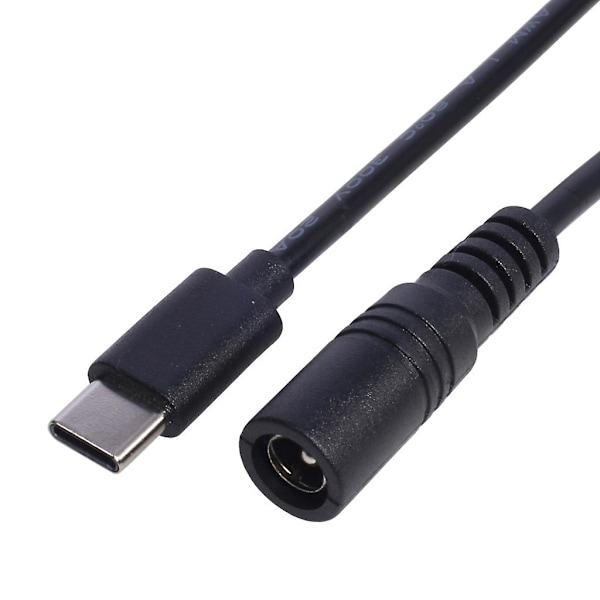 Type-C til DC strømledning 5V DC 5,5 x 2,1 mm hunn til USB C plugg ladekabel
