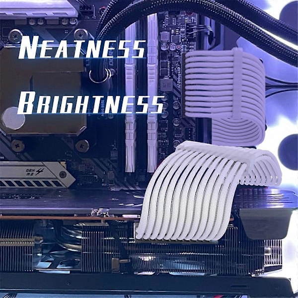 Valkoinen suojattu PCIE GPU VGA 8-nastainen naaras-uros 8-nastainen 6+2-nastainen virtajohdon jatkojohto ilmaisella