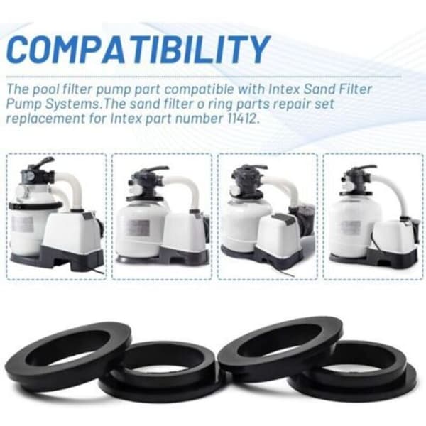 Udskiftnings-O-ringe til Intex pools - Gummi - Til Intex sandpumper 26323CA, 26323EH, 26331CA, 26331EH, 26337EH Sort