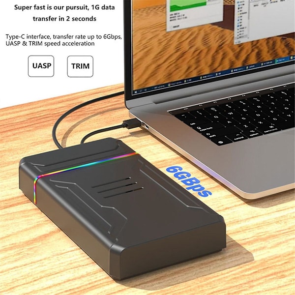 Kiintolevykotelo SATA - Type C -kiintolevykotelo LED-valolla ulkoiselle HDD:lle 2,5 3,5 tuuman kiintolevylle