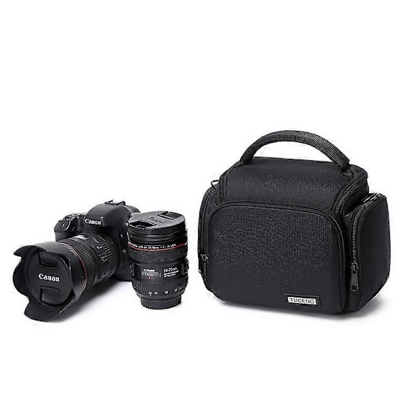 Kameran olkalaukku, vedenpitävä kameralaukku säädettävällä olkahihnalla, kannettava kameralaukku, yhteensopiva Nikonille, Canonille, Sonylle jne. (Musta)