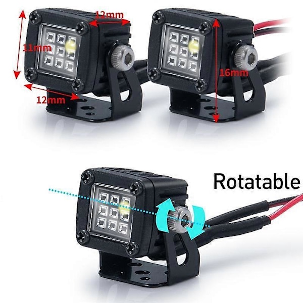 LED-lampor Ljusa Strålkastare för 1/10 RC Crawler Bil TRX4 Axial SCX10 90046 Wraith RR10 VS4-10 Redcat Gen8,A