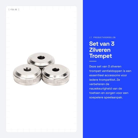 Ventilhette - 3 deler - Trompetventilhette - Metall - Sølv - Forbedret presisjon - Trompetknapper