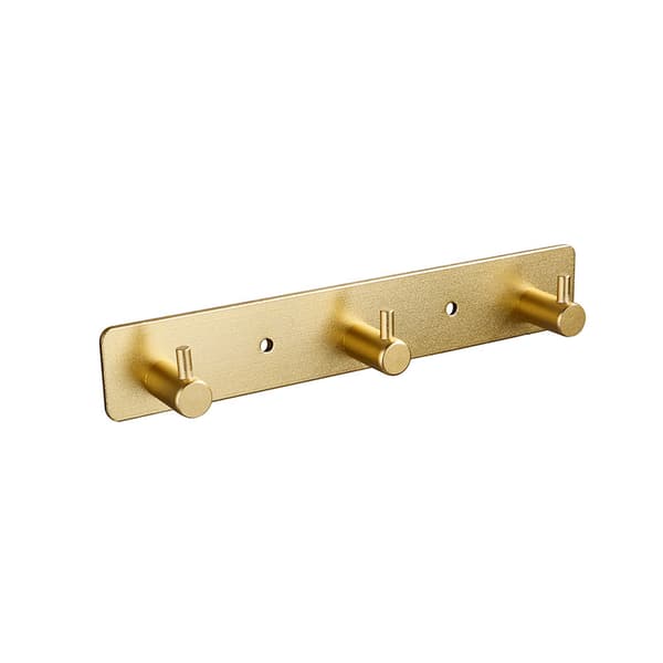 Golden Wall Hook with 3 Hooks (Self-Adhesive/Drill Option)