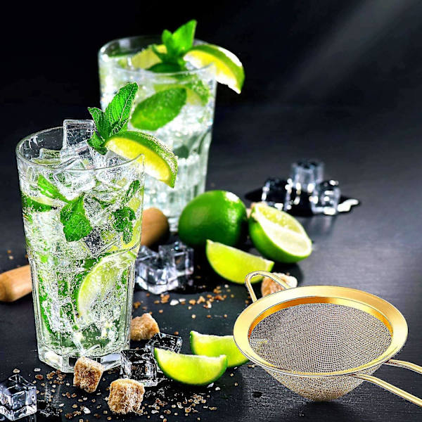Cocktail Si - rustfrit stål - konisk te-si - praktisk låseværktøj 8,5 cm (1 stk., rosaguld)