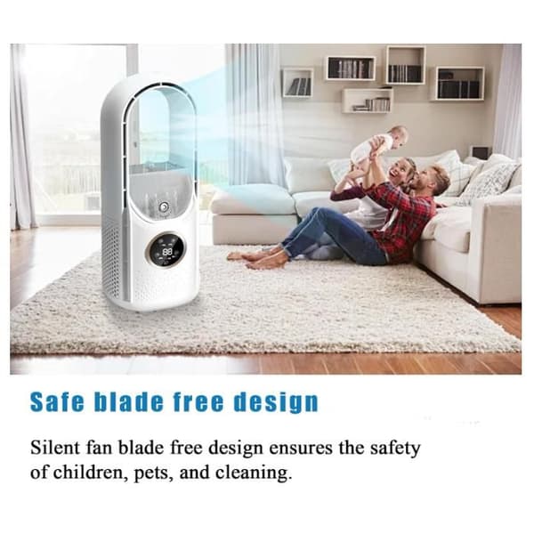 Bladeless ventilator, lydløs bladeless ventilator til soveværelset, touch-kontrol, 6 hastigheder