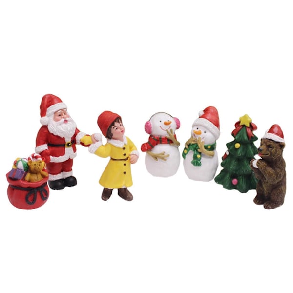 7 Delar Kreativ Jul Staty Harts Landskap Ornament för Vardagsrum