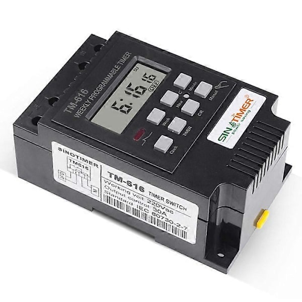 TM616 30AMP 4-polet Programmerbar Timer DIN-skinnemonteret Timer Switch Digital Timer 110V AC Programmerbar Timer Relæ
