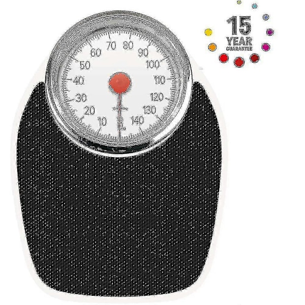 Mekanisk badrumsvåg i doktorstil Retro Vit + Svart Exakt vägning, lättläst analog urtavla, robust metallplattform, väger upp till 150 kg-