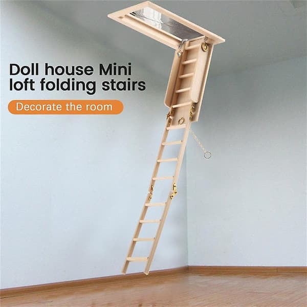 1:12 Mini Moderne Miniature Møbler Foldbar Loft Trappe Dukkehust Dekoration