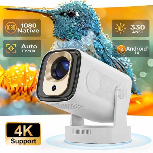 2026 HY310 Full HD 1080p Smart Projector, Android 14, Autofocus, 4K Support & AirMouse