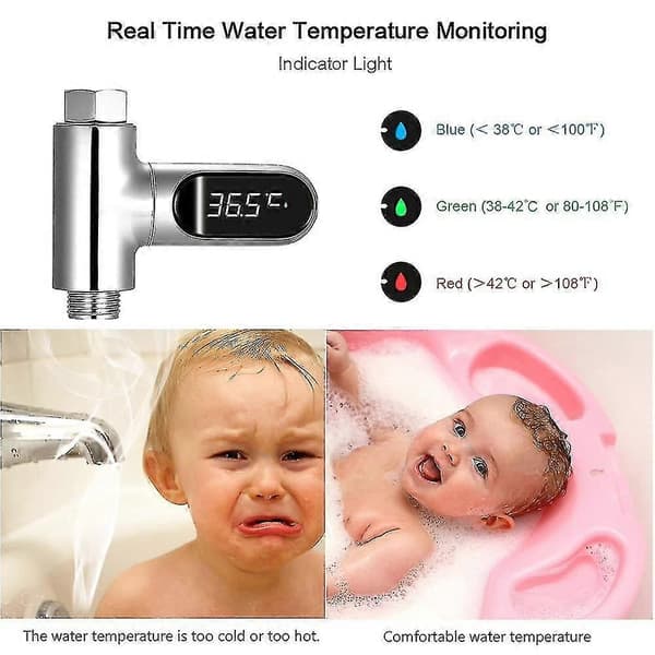 Dusjtermometer LED Digitalt Display Dusjvanntermometer, 0~100 Baby Badevanstermometer