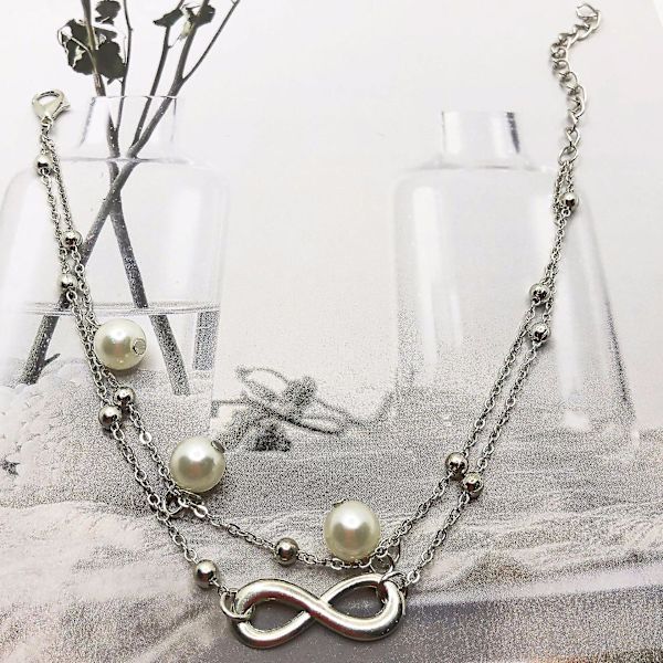 2 st fotlänk armband dubbel kedja fotlänk armband oändlig evighet kärlek symbol strand fotlänk armband justerbar