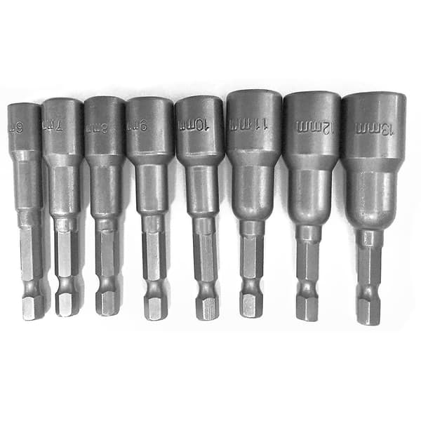 8 stk. 1/4 tomme Hex Magnetisk Topnøgle Sæt Metrisk Slagboremaskine Bits 6 til 13 mm Adapter