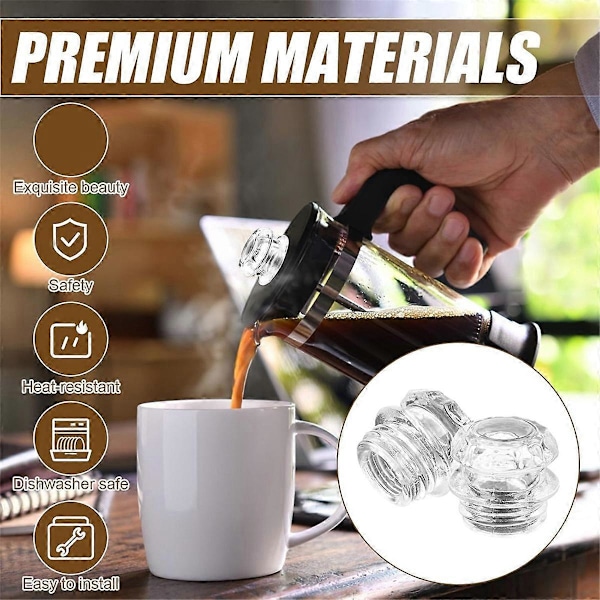 2 st Ersättningstoppar i Glas för Perkolator, Ersättningstopp i Glas för Kaffeperkolator